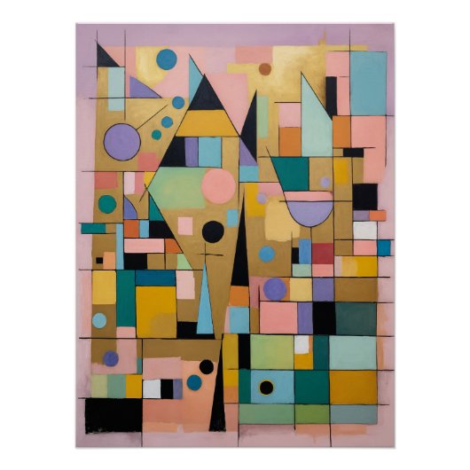 Pastellfarbene geometrische Metropole Poster (Vorderseite)