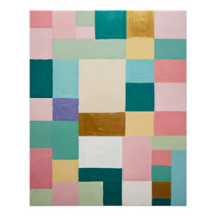 Pastellfarbene geometrische Steppdecke Poster