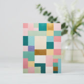 Pastellfarbene geometrische Steppdecke Postkarte (Stehend Vorderseite)