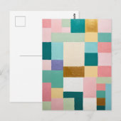 Pastellfarbene geometrische Steppdecke Postkarte (Vorne/Hinten)