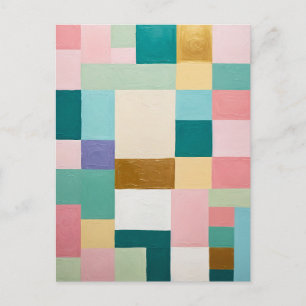 Pastellfarbene geometrische Steppdecke Postkarte