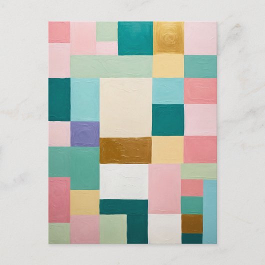 Pastellfarbene geometrische Steppdecke Postkarte (Vorderseite)