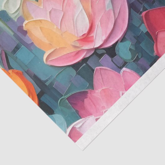 Pastellfarbene gestrichene Wasserlilien Dekoupage Seidenpapier (Ausschnitt)