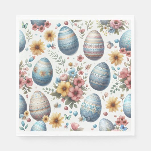 Pastellfarbene Gingham-Oster-Eier-Servietten Serviette (Vorderseite)