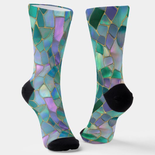 Pastellfarbene Glasmosaikmuster Socken (Gewinkelt)