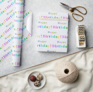 Pastellfarbene Happy Birthday-Typografie-Muster Geschenkpapier