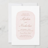 Pastellfarbene Hochzeit in Rosa Einladung (Vorderseite)