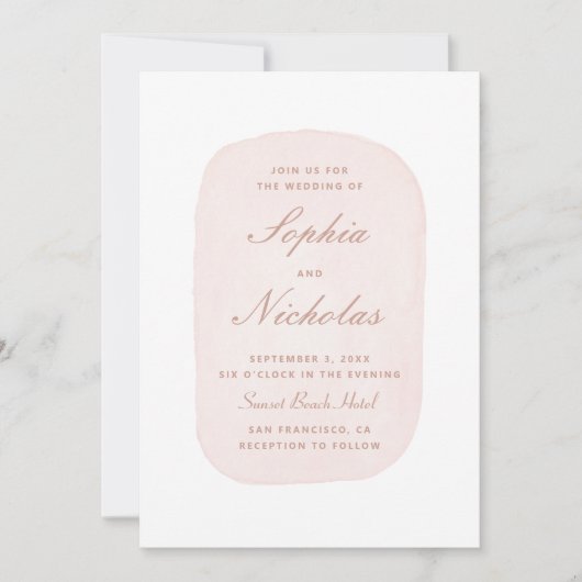 Pastellfarbene Hochzeit in Rosa Einladung (Vorderseite)