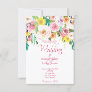 Pastellfarbene Hochzeitseinladung mit Blumenmuster Einladung