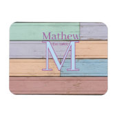 pastellfarbene Holz rustikales Monogramm gegr. Jah Magnet (Horizontal)
