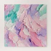 Pastellfarbene Impasto-Pinselstrich-Abstraktion Puzzle (Horizontal)