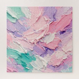 Pastellfarbene Impasto-Pinselstrich-Abstraktion Puzzle