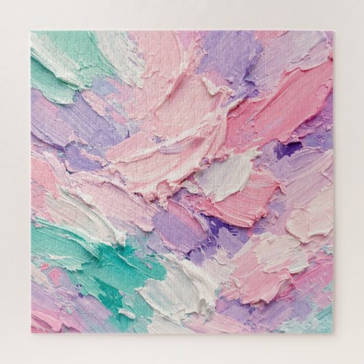 Pastellfarbene Impasto-Pinselstrich-Abstraktion Puzzle (Vertikal)
