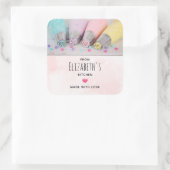 Pastellfarbene Kuchendekorationen - Küchen Quadratischer Aufkleber (Tasche)