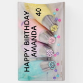 Pastellfarbene Kuchendekorationstools Geburtstag Banner (Vertikal)
