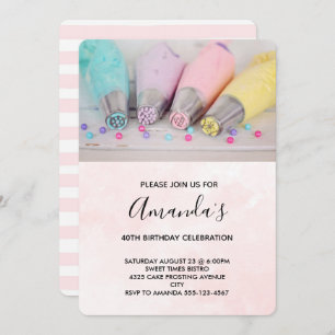 Pastellfarbene Kuchendekorationstools Geburtstag Einladung