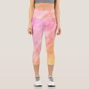 Pastellfarbene künstlerische Caprihosen mit hoher  Capri Leggings