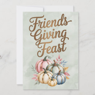 Pastellfarbene Kürbisse Friendsgiving-Festmahl Einladung