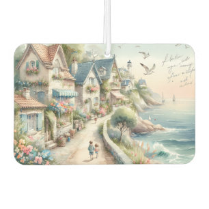 Pastellfarbene Küsten-Cottage-Dorf-Flucht Autolufterfrischer