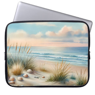 Pastellfarbene Küsten Dünen Aquarell Laptopschutzhülle
