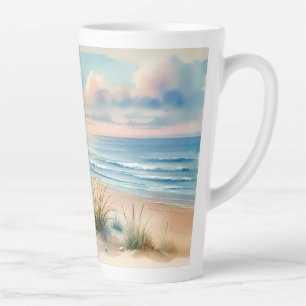 Pastellfarbene Küsten Dünen Aquarell Milchtasse