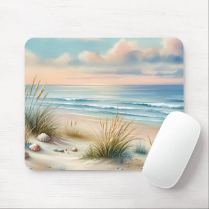 Pastellfarbene Küsten Dünen Aquarell Mousepad