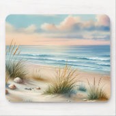 Pastellfarbene Küsten Dünen Aquarell Mousepad (Vorne)