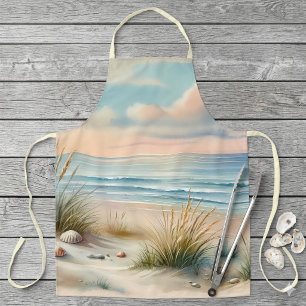 Pastellfarbene Küsten-Dünen Aquarell Schürze