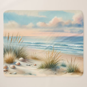 Pastellfarbene Küsten Dünen Aquarell Sherpadecke