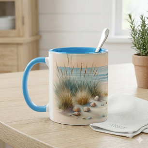 Pastellfarbene Küsten-Dünen Aquarell Tasse