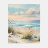 Pastellfarbene Küsten-Dünen-Aquarellmalerei Fleecedecke (Vorderseite)