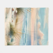 Pastellfarbene Küsten-Dünen-Aquarellmalerei Fleecedecke (Vorderseite (Horizontal))