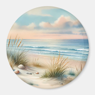 Pastellfarbene Küsten-Dünen-Aquarellmalerei Magnet
