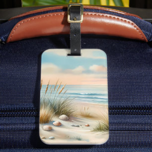 Pastellfarbene Küsten-Dünen-Wasserfarbe Gepäckanhänger