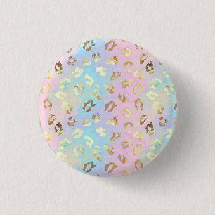 Pastellfarbene Leoparden-Skin-Bandana Button