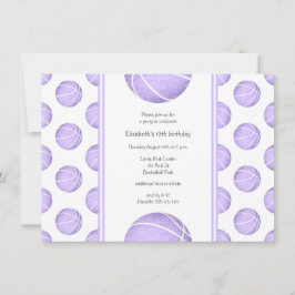 Pastellfarbene lila Basketball-Mustersportarten Pa Einladung