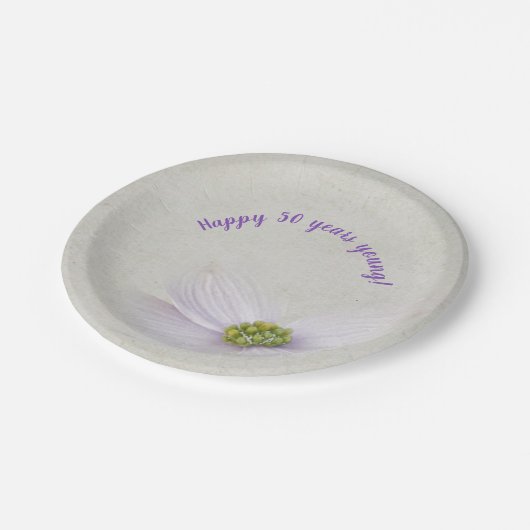 Pastellfarbene lila Kosmos-Blume Pappteller (Schrägansicht)