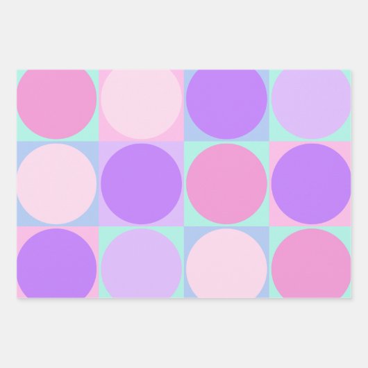 Pastellfarbene Lila rosa Aqua Geometrische Circle  Geschenkpapier Set (Vorderseite 3)