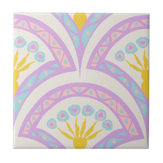 Pastellfarbene Muschel Fliese (Vorderseite)