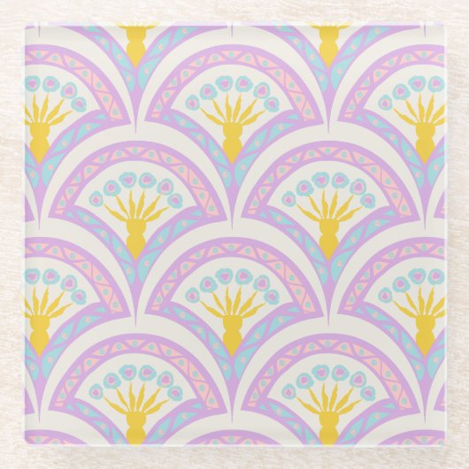 Pastellfarbene Muschel Glasuntersetzer (Vorderseite)