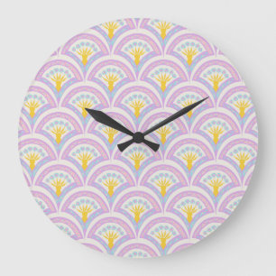 Pastellfarbene Muschel Muster Große Wanduhr