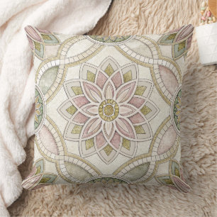 Pastellfarbene Opalescent-Blumenmosaik - Mandala Kissen