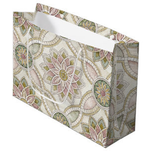 Pastellfarbene Opaleszierende Blumenmosaik - Manda Große Geschenktüte