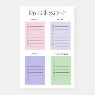 Pastellfarbene organisierte Dinge zu tun Post-it-N Post-it Klebezettel