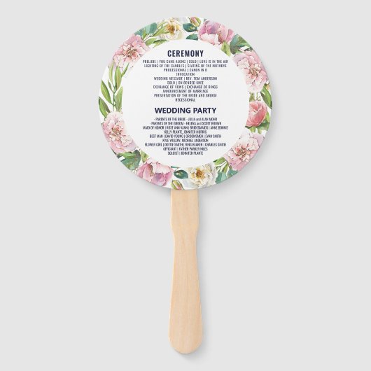 Pastellfarbene, pastellrosa Torfbäume Blumenstrauß Fächer (Vorderseite)