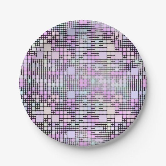 pastellfarbene Pixel: Pappteller (Vorderseite)