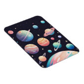 Pastellfarbene Planeten im dunklen Raum Magnet (Rechte Seite)