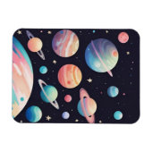 Pastellfarbene Planeten im dunklen Raum Magnet (Horizontal)