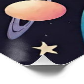 Pastellfarbene Planeten im dunklen Raum Poster (Ecke)