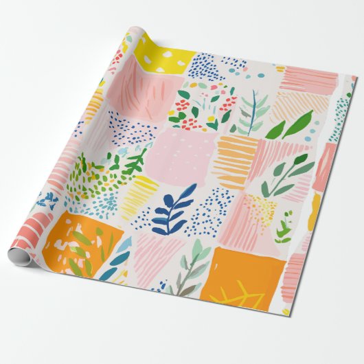 Pastellfarbene Prepper-Patchworkarbeit Geschenkpapier (Ungerollt)